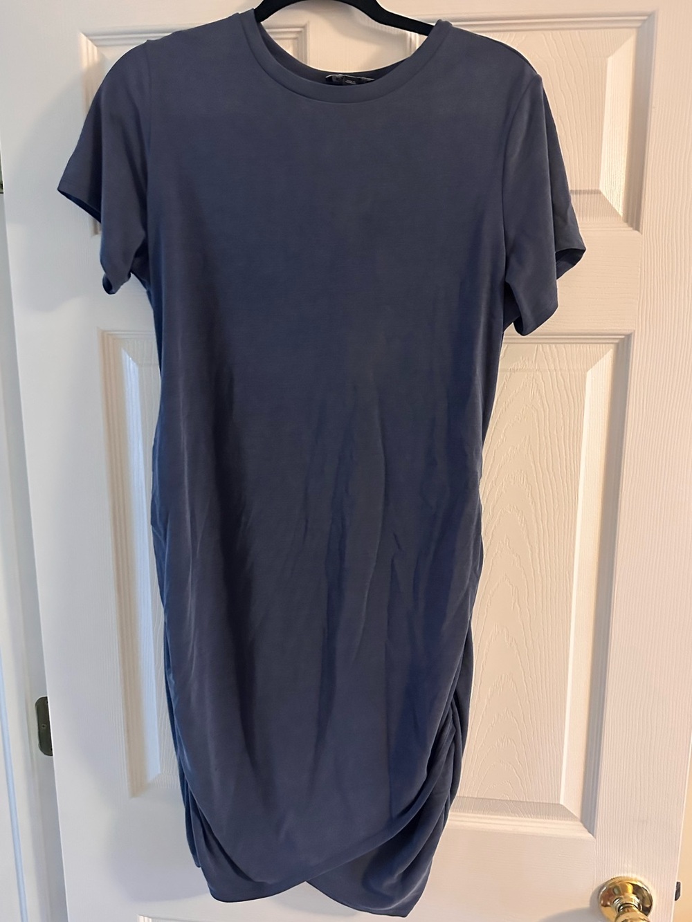 Express Blue Ruched T-Shirt Dress Size Large Short Sleeve